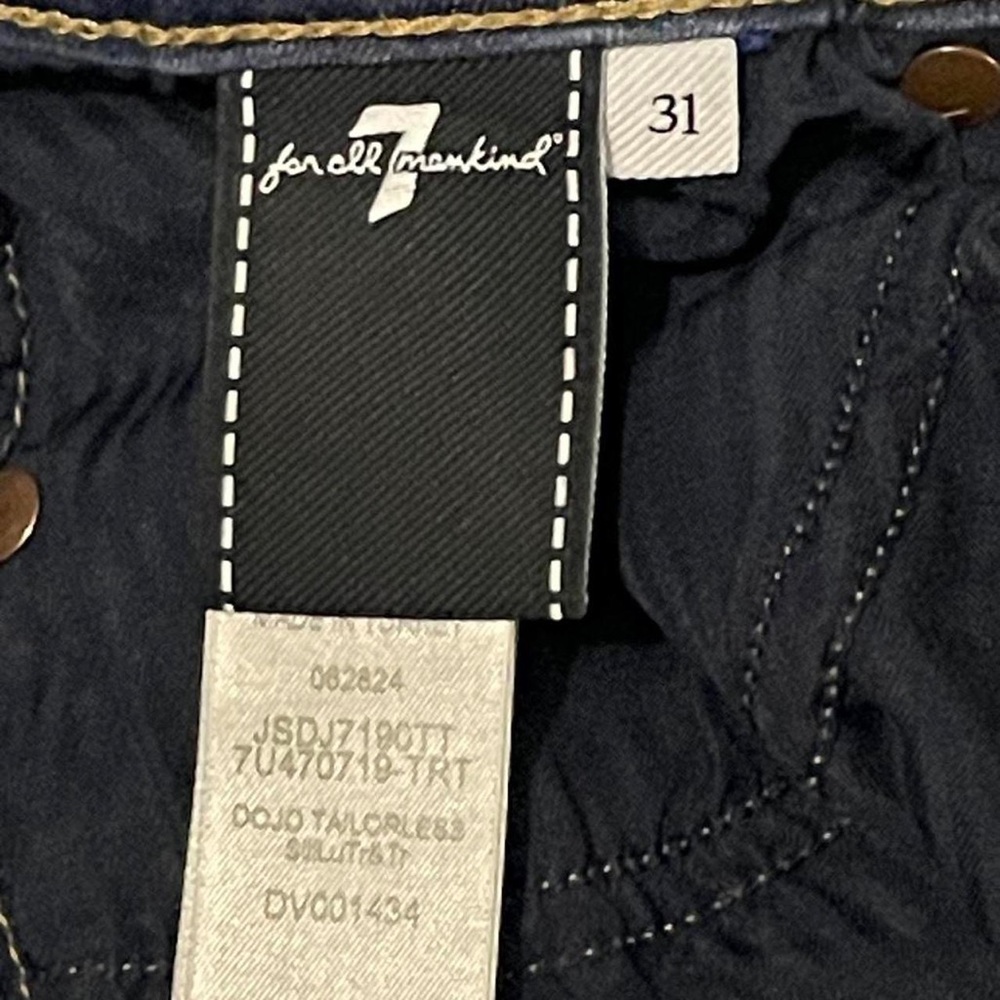 7 For All Mankind Women’s 31 (30x28) Dojo Bootcut Jeans Dark Blue Denim Stretch - Picture 7 of 8